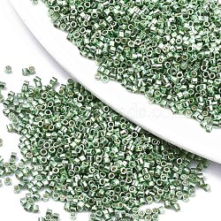 11/0 Grade A Glass Seed Beads, Cylinder, Uniform Seed Bead Size, Metallic Colours, Medium Sea Green, 1.5x1mm, Hole: 0.5mm, about 2000pcs/10g(X-SEED-S030-1217)