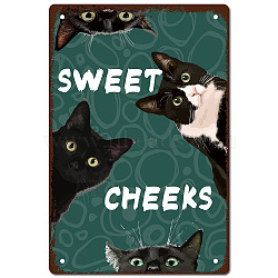 Iron Sign Posters, for Home Wall Decoration, Rectangle with Word Sweet Cheeks, Cat Pattern, 300x200x0.5mm(AJEW-WH0157-568)