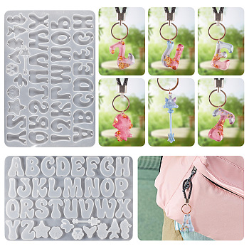 Silicone Molds, Pendant Molds, Gesso Resin Casting Molds, White, Letter, 205x310x7mm, Inner Diameter: 31~64.5x21.5~46mm