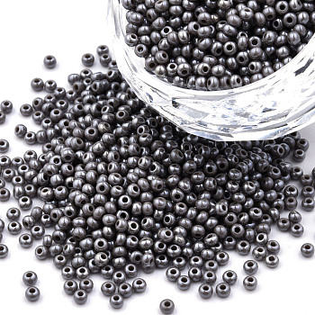 11/0 Czech Opaque Glass Seed Beads, Lustered, Round, Gray, 2.2x1.5mm, Hole: 0.7mm, about 500g/bag