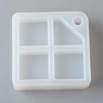 DIY 4 Compartments Square Layered Rotating Storage Box, Silicone Molds, for Epoxy Resin UV Resin Jewelry Making, White, 110x108x27.5mm, Fit for 15mm Plastic Stick, Inner Size: 21~86x40~43mm
