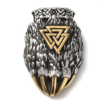 Viking 304 Stainless Steel Pendants, Bear Paw with Valknut Charm, Antique Silver & Golden, 40.5x27.5x10.5mm, Hole: 5mm