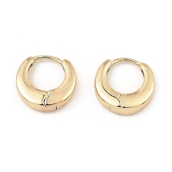 Brass Hoop Earrings, Double Horn, Light Gold, 14x14x4mm