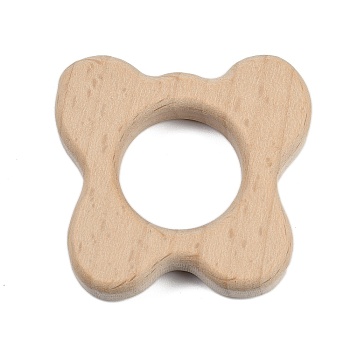 Natural Beech Wooden Baby Teething Toys, Teething Rings for Newborn Toddler Infant, Butterfly, BurlyWood, 52x53x10mm, Hole: 25mm