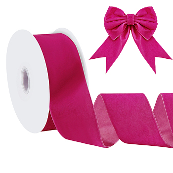 Velvet Spandex Ribbon, Single Side, for Gift Packing, Party Decoration, Medium Violet Red, 2 inch(52mm), about 10.00 Yards(9.14m)/Roll