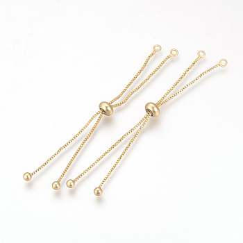 Brass Box Chain Slider Bracelet Making, Golden, 3.54 inch(90mm), 1mm, Hole: 2mm