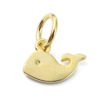 925 Sterling Silver Charms, Dolphin, with Jump Rings & 925 Stamp, Golden, 6x9x1mm, Hole: 3.5mm