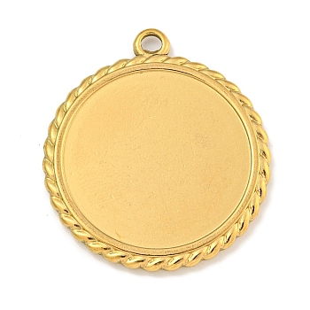 Ion Plating(IP) 304 Stainless Steel Pendants Cabochon Settings, Flat Round, Real 18K Gold Plated, Tray: 24mm,33.5x30x2.5mm, Hole: 2.5mm