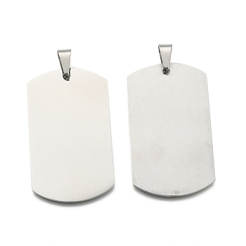 201 Stainless Steel Stamping Blank Tag Pendants, Rectangle, Stainless Steel Color, 50x29x1.5mm, Hole: 9x3mm