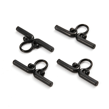 304 Stainless Steel Toggle Clasps Parts, Bar, Electrophoresis Black, 22x10x2mm, Hole: 5x4mm
