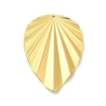 Ion Plating(IP) 304 Stainless Steel Big Pendants, Leaf Charms, Real 18K Gold Plated, 58x42x3mm, Hole: 1.8mm