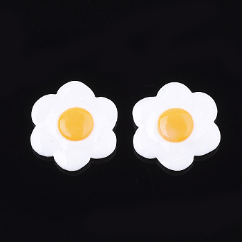 Resin Cabochons, Fried Egg/Poached Egg, Creamy White, 18x19x4mm