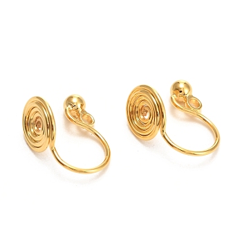 Brass Clip-on Earring Converters Findings, with Spiral Pad and Loop, for Non-pierced Ears, Golden, 12x8mm, Hole: 1.4mm