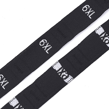 Clothing Size Labels(6XL), Sewing Fabric Band, Garment Accessories, Size Tags, Black, 12.5mm, about 10000pcs/bag