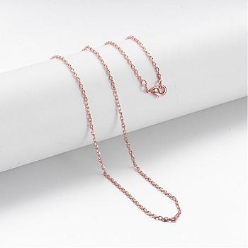Brass Chain Necklaces, Cable Chain, with Lobster Clasps, Rose Gold, 24 inch