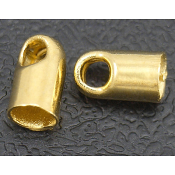 Brass Cord Ends, Golden, 4.5x2.1mm, Hole: 1mm, Inner Diameter: 1.5mm