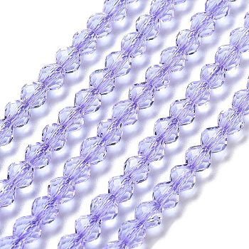 Transparent Glass Beads Strands, Faceted, Bicone, Medium Purple, 5.5~6x5mm, Hole: 1.2mm, about 78~79pcs/strand, 15.35~15.55''(39~39.5cm)