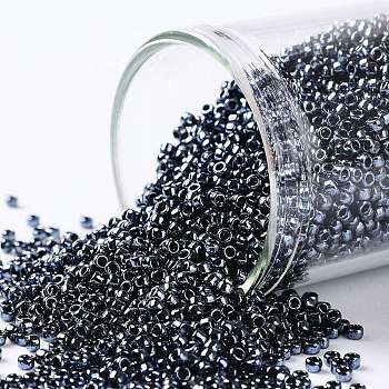 TOHO Round Seed Beads, Japanese Seed Beads, (81) Metallic Hematite, 15/0, 1.5mm, Hole: 0.7mm, about 135000pcs/pound