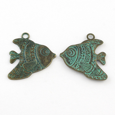 Antique Bronze & Green Patina Fish Alloy Pendants