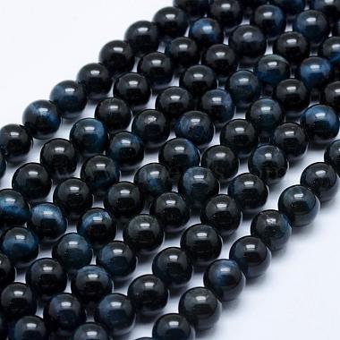 6mm PrussianBlue Round Tiger Eye Beads