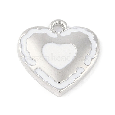 Platinum White Heart Alloy+Enamel Charms