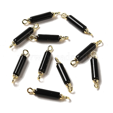 Real 18K Gold Plated Column Black Onyx Links