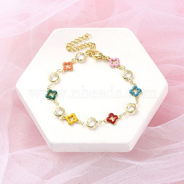 Colorful Clover Brass Bracelets