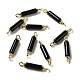 Natural Black Onyx(Dyed & Heated) Connector Charms(FIND-C046-02G)-1