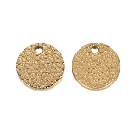 Ion Plating(IP) 304 Stainless Steel Charms, Textured, Laser Cut, Flat Round, Golden, 10x0.8mm, Hole: 1.4mm(STAS-I157-08C-G)