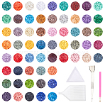 DIY Diamond Painting Kits, Including Half Round Plastic Rhinestone Cabochons, Stainless Steel Tweezers, Plastic Display Trays, Tray Plate, Nail Art Rhinestones Pickers Pen and Label Paster, Mixed Color, Plastic Rhinestone Cabochons: 2.8mm, 60bag/set, 1set,(DIY-GA0001-60)