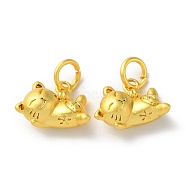 Rack Plating Alloy Charms, Cadmium Free & Lead Free, Cat, Matte Gold Color, 10.5x14x7mm, Hole: 4mm(PALLOY-F303-25MG)