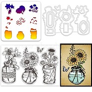 Custom PVC Plastic Clear Stamps, with PET Hollow Out Drawing Painting Stencils and Carbon Steel Cutting Dies Stencils, Vase, 102~200x110~200x0.8~3mm(DIY-GL0004-57)