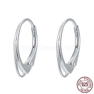 925 Sterling Silver Leverback Hoop Earring Findings, Silver, 17x11x1.5mm, Hole: 3.5x1mm, Pin: 0.8mm, about 15pairs/20g(STER-M104-02S)