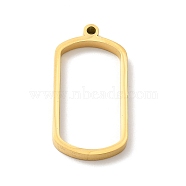 Ion Plating(IP) 304 Stainless Steel Open Back Bezel Pendants, For DIY UV Resin, Epoxy Resin, Pressed Flower Jewelry, Rectangle, Real 24K Gold Plated, 35x17x3mm, Hole: 2mm(STAS-K208-22)