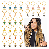 Alloy Enamel Dreadlocks Beads, Braiding Hair Pendants Decoration Clips, Star, Mixed Color, 32mm, 8 style, 4pcs/style, 32pcs/set(HJEW-AB00146)