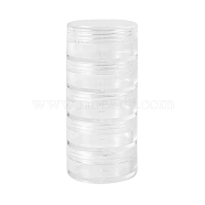 5-Tier Plastic Screw Together Stacking Jars, with 5 Compartments Organizer Boxes, for Jewelry Beads Small Accessories, Column, Clear, 2.8x7cm(PW-WG77950-01)
