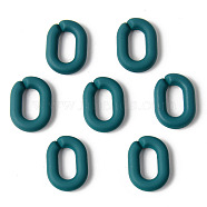 Rubberized Style Acrylic Linking Rings, Quick Link Connectors, For Cable Chains Making, Oval, Teal, 19x14x3.5mm, Inner Diameter: 11x6mm(OACR-N011-005C)