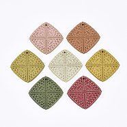 Acrylic Pendants, Imitation Woven Rattan Pattern, Rhombus, Mixed Color, 44.5x44.5x4.5mm, Hole: 2mm(X-OACR-T014-06)