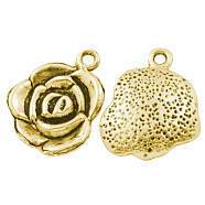 Tibetan Style Alloy Pendants, Rose Flower, Antique Golden, Lead Free & Cadmium Free, 17.5x14x3mm, Hole: 2mm(X-GLF9872Y)