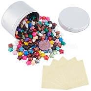 CRASPIRE DIY Stamp Making Kits, Including Aluminium Tin Cans, Sealing Wax Particles  and Gift Tag Labels Self-Adhesive Present Stickers, Mixed Color, 8.4x5cm, 1pc(DIY-CP0004-43D)