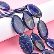 Natural Lapis Lazuli Beads Strands, Flat Oval, 40~40.5x25x8~9mm, Hole: 1mm, about 10pcs/strand, 15.75''(40cm)(G-K311-01D-04)