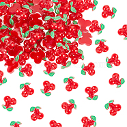Cherry Resin Cabochons, Nail Art Decoration Accessories, Red, 9x9x3.5mm, 100pcs/box(MRMJ-OC0003-22)