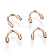 Vacuum Plating 316 Surgical Stainless Steel Wire Guardian, Rose Gold, 6.3~7x5x1.5mm, Hole: 0.7mm(STAS-P221-18RG)