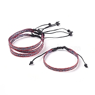 Unisex Adjustable Braided Bead Bracelets, with Glass Beads, Red, 2 inch~3 inch(5~7.7cm)(BJEW-J181-14A)