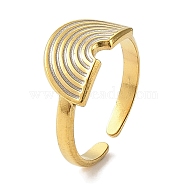 304 Stainless Steel Enamel Open Cuff Rings for Women, Real 18K Gold Plated, Inner Diameter:  Adjustable(RJEW-F166-51G-02)