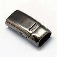 Alloy Magnetic Clasps with Glue-in Ends, Rectangle, Gunmetal, 26x12.5x7mm, Half Hole: 5x10mm(PALLOY-R089-06B)