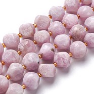 Natural Kunzite Beads Strands, with Seed Beads, Six Sided Celestial Dice, 11~12x11~12x11~12mm, Hole: 0.5mm, about 30pcs/strand, 15.94''(40.5cm)(G-M367-14A)