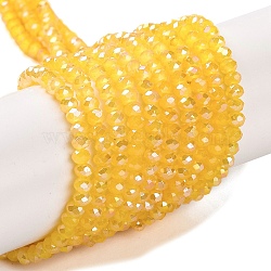 Baking Electroplate Glass Beads Strands, AB Color, Faceted, Rondelle, Gold, 4x3mm, Hole: 0.8~1mm, about 105~110pcs/strand, 38~39cm(DGLA-A039-J4mm-B13)