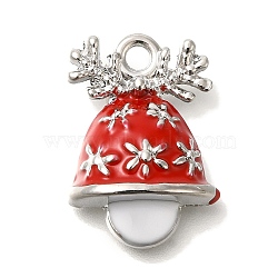 Christmas Theme Alloy Enamel Pendants, Platinum, Christmas Bell, 21x14.5x6mm, Hole: 2.2mm(ENAM-B025-01D-01P)