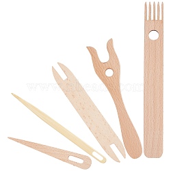 Nbeads Beechwood Knitting Tools Set, Including Wooden Knitting Fork and Needle, BurlyWood, 5pcs/bag(TOOL-NB0001-68)